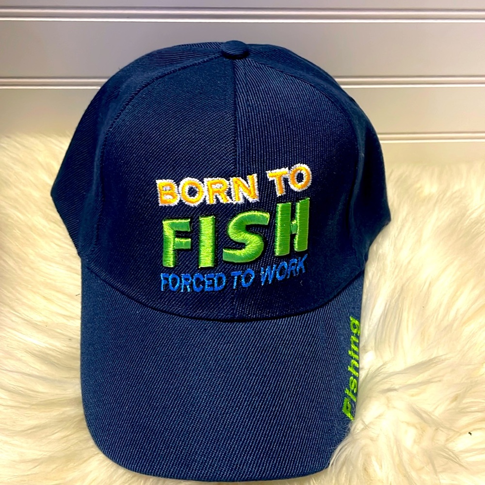 Born To Fish 🐟 Navy Embroidered Baseball Cap